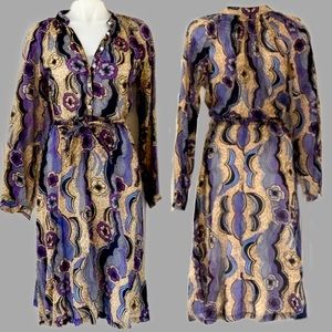 ❤️SOLD❤️ Aoyama Itchome Passion Flower Smocked Shirt Dress